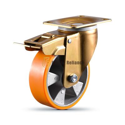 Aluminum-core Pu wheel GarbageBin Brake Caster